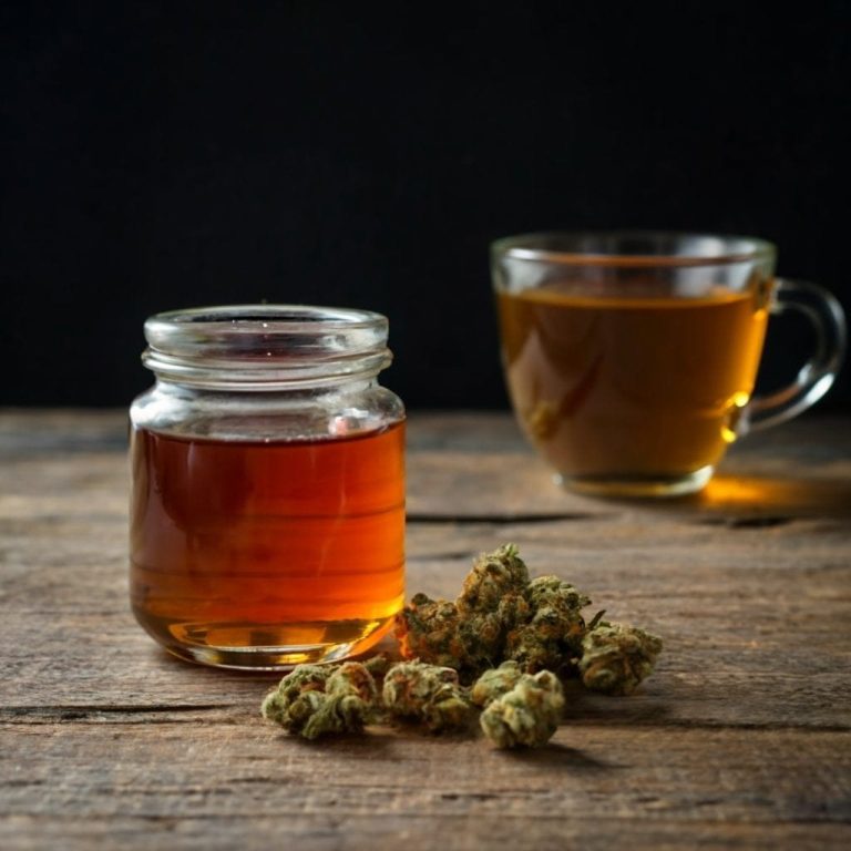 cannabis honey with tea